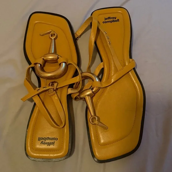 Jeffrey Campbell Matala Sandals Dark Yellow- Women’s Size 9 - Picture 5 of 11